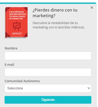 popup captación de leads