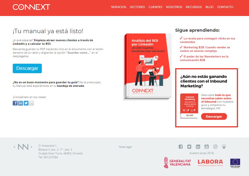 thank you page - connext